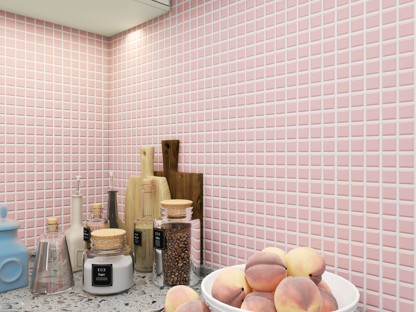 300x600mm Pink Mosaic Concave And Convex Mold Wall Tiles 88423